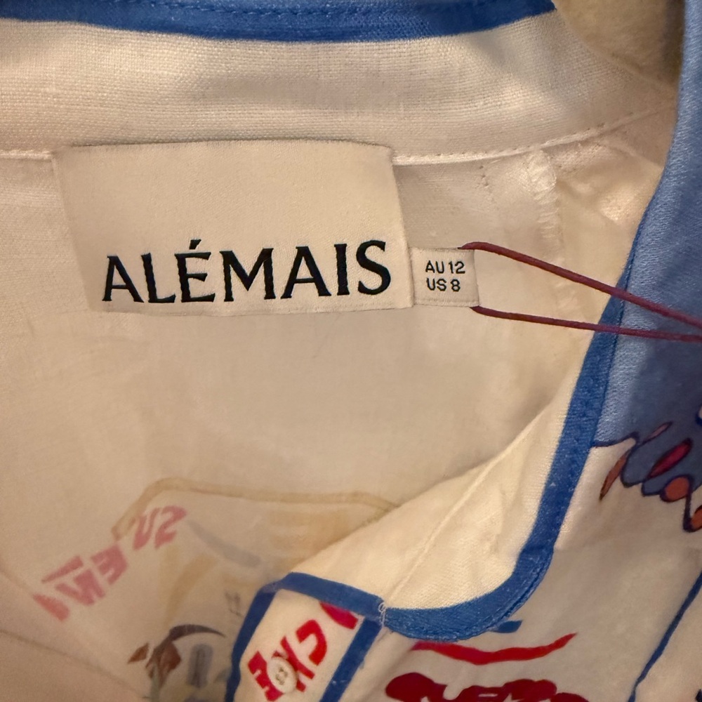 Nwt ALEMAIS shirtdress printed custom artwork in collaboration w Nadia Hernandez - Picture 4 of 9